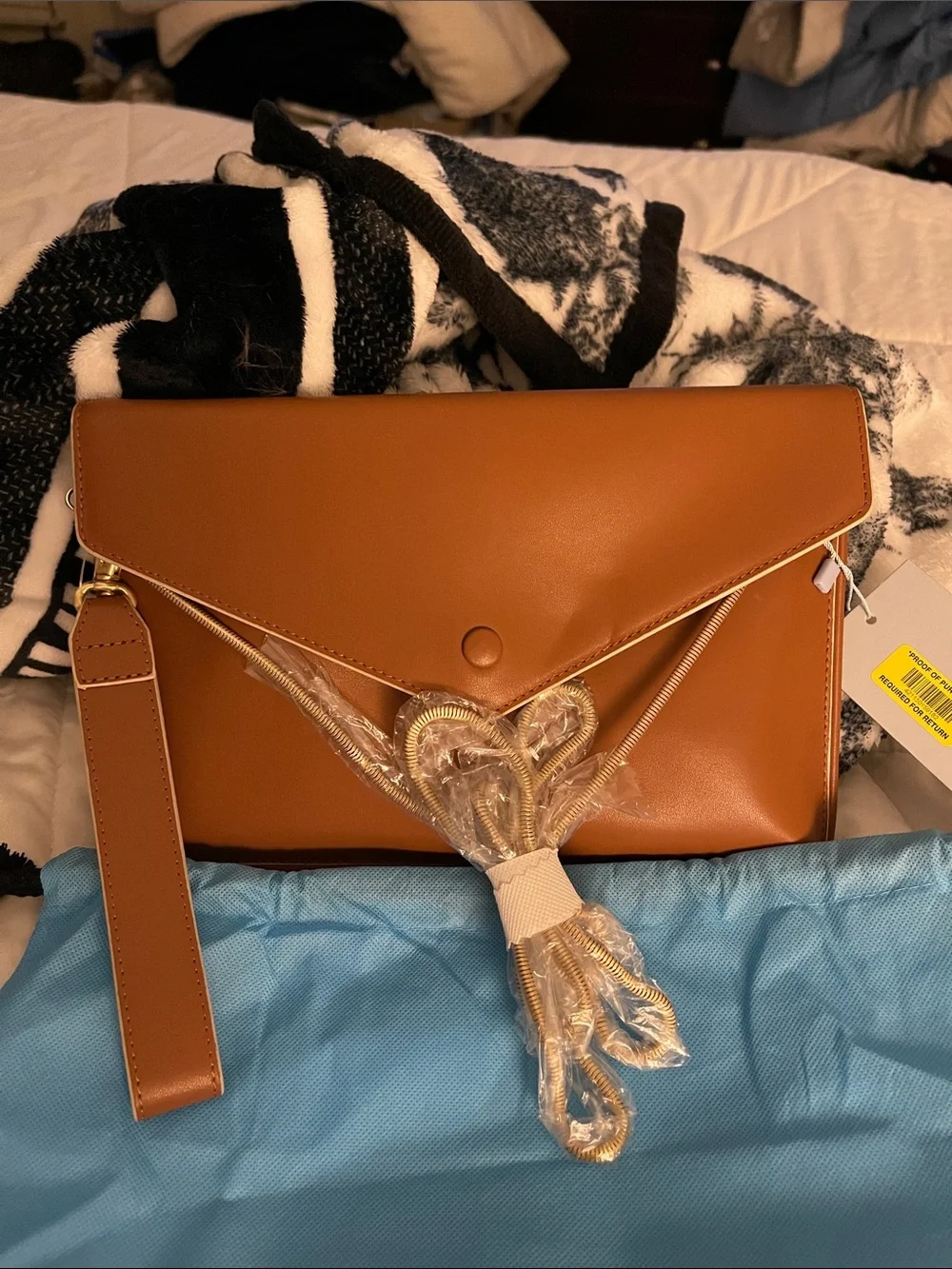 ANTONIO MELANI Rita Cognac Envelope Wristlet Clutch